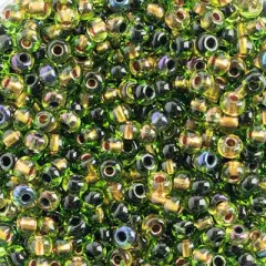 John Bead 6/0 Mixed Czech Glass Seed Beads, 500g Cop Blacklined Green