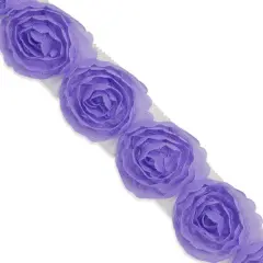 5 Yards of Rosalinda 1 1/2" Circular Floral Trim | 5 yard cut Lavender