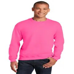 Gildan&reg; Heavy Blend Crewneck Long Sleeve Sweatshirt Safety pink