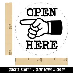 Open Here Pointing Hand Self-Inking Rubber Stamp Ink Stamper for Stamping Crafting Planners Sky Blue