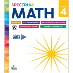 Spectrum 4th Grade Math Workbooks, Mathematics Activity Book for Kids Ages 9-10, Geometry, Fractions, Decimals, Algebra Prep, Multiplication, Division, and More, Classroom and Homeschool Curriculum