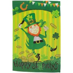 Northlight Dancing Leprechaun "Happy St. Patty's" Outdoor Garden Flag 18" x 12.5" Green