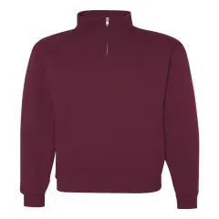 JERZEES&reg; Nublend Cadet Collar Quarter-Zip Long Sleeve Sweatshirt Maroon