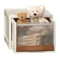 16.5L Stackable Storage Bin Plastic Drawer with Lid Closet Organizer Two Ways Opening Storage Box White