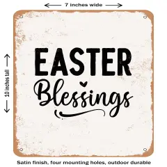 DECORATIVE METAL SIGN - Easter Blessings - 4- Vintage Rusty Look