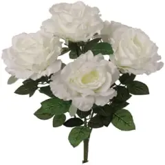 20"x13" White Silk Rose Bush (2pc) Elegant Faux Floral D&eacute;cor