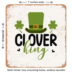 DECORATIVE METAL SIGN - Clover King - 2- Vintage Rusty Look