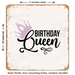 DECORATIVE METAL SIGN - Birthday Queen - 4- Vintage Rusty Look