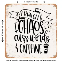 DECORATIVE METAL SIGN - Chaos Cuss Words- Vintage Rusty Look