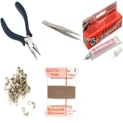 Bead Tip Kit - Pliers, Tweezers, Cement, 30 Bead Tips & Beige Bead Cord #4