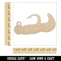 Fishing Jig Rubber Grub Lure Bait Angler Unfinished Wood Shape Piece Cutout for DIY Craft Projects