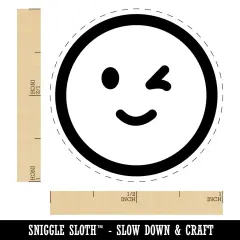 Winking Smiling Face Emoticon Self-Inking Rubber Stamp for Stamping Crafting Planners Red