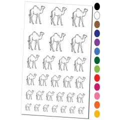 Dromedary Camel Temporary Tattoo Water Resistant Fake Body Art Set Collection Black