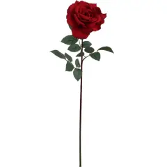Crimson Charm: 3-Pack of 30" Silk Red Queen Anne Rose Stems with Realistic Foliage and Stem - Perfect for Valentine's Day, Weddings, and DIY Floral Arrangements