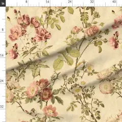 Various Fabrics by the Yard or Fat Quarter Vintage Botanical Chintz Old Fashioned Floral English Garden Victorian Rose Custom Printed Fabric by Spoonflower