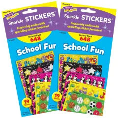 School Fun Sparkle Stickers&reg; Variety Pack, 648 Per Pack, 2 Packs