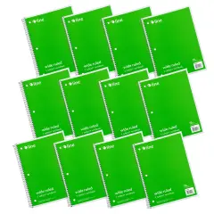 1-Subject Notebook, 70 Page, Wide Ruled, Green, Pack of 12