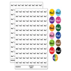 Woof Dog Fun Text 200+ 0.50" Round Stickers Yellow