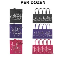 15" x 17" Large Woman of God Nonwoven Tote Bags - 12 Pc
