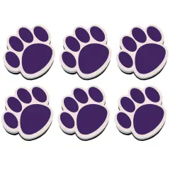 Magnetic Whiteboard Eraser, Purple Paw, Pack of 6