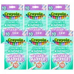 Colors of Kindness Fine Line Washable Markers, 10 Per Pack, 6 Packs