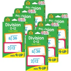 Division 0-12 Flash Cards, 6 Packs