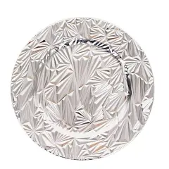 SILVER 6 Round 13" Metallic Rock Cut Acrylic CHARGER PLATES