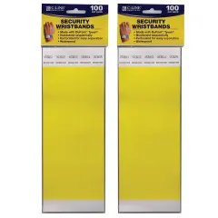 DuPont&trade; Tyvek&reg; Security Wristbands, Yellow, 100 Per Pack, 2 Packs