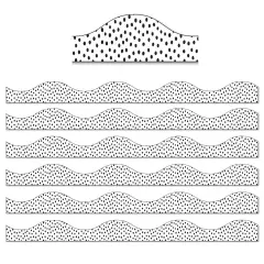 Magnetic Scallop Border, Black Messy Dots on White, 12 Feet Per Pack, 6 Packs