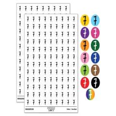 Number 7 Seven Felt Marker Font 200+ 0.50" Round Stickers Purple