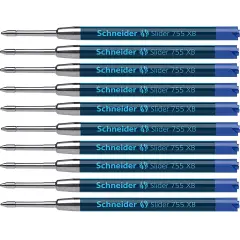 Slider 755 XB Ballpoint Pen Refill, Viscoglide Ink, Blue, Pack of 10