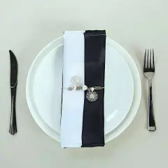 5 BLACK WHITE 20x20" Stripes Satin Table Napkins