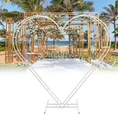 White Metal Heart-Shaped Wedding Arch Backdrop Stand