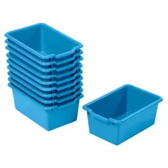 Scoop Front Storage Bins, Multipurpose Organization, 10-Pack French Blue
