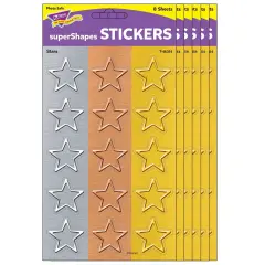 I &hearts; Metal Stars superShapes Stickers - Large, 120 Per Pack, 6 Packs