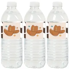 Big Dot of Happiness My First Rodeo - Little Cowboy 1st Birthday Party Water Bottle Sticker Labels - Set of 20