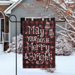 Northlight Buffalo Plaid "Merry and Bright" Christmas Outdoor Garden Flag - 18" x 12.5" Red