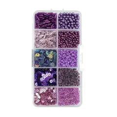 John Bead 10 Types Mix Sequins & Beads Kit Purple