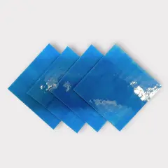 Crystal Reactive Blue Prisma COE 96 Fusible Glass Sheets / Mosaic Squares - 4 Pack
