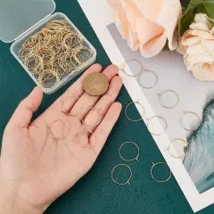 100 Pieces 20mm Hypoallergenic Stainless Steel Hoop Earring Golden Wine Glass Charm Rings 0.7mm Pin Earring Beading Hoop for Women Dangle Hoop Earrings Making