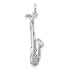 Sterling Silver Saxophone Charm Pendant Music Jewelry 27mm x 10mm