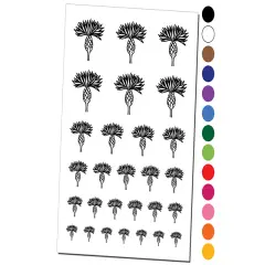 Cornflower Bachelor's Button Bloom Temporary Tattoo Water Resistant Fake Body Art Set Collection Hot Pink