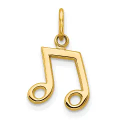 10K Yellow Gold Two Eighths Musical Note Charm Jewelry