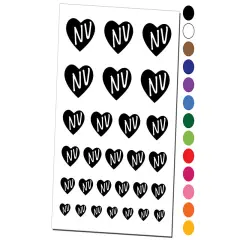 NV Nevada State in Heart Temporary Tattoo Water Resistant Fake Body Art Set Collection White