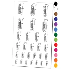 Tuba Brass Musical Instrument Temporary Tattoo Water Resistant Fake Body Art Set Collection Yellow