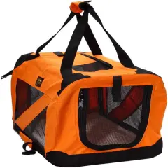 Pet Life Folding Zippered 360&deg; Vista View House Pet Crate Orange-XL