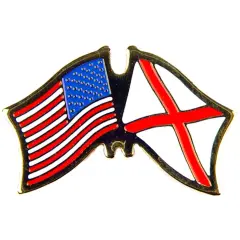 American & Alabama Flags Pin 1"