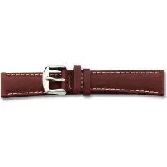 de Beer Brown Sport Leather Watch Band 16mm Silver Color