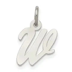 Sterling Silver Small Script Initial Letter W Charm Jewerly 16mm x 8mm