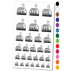 Glass Greenhouse with Sun and Plants Temporary Tattoo Water Resistant Fake Body Art Set Collection Orange